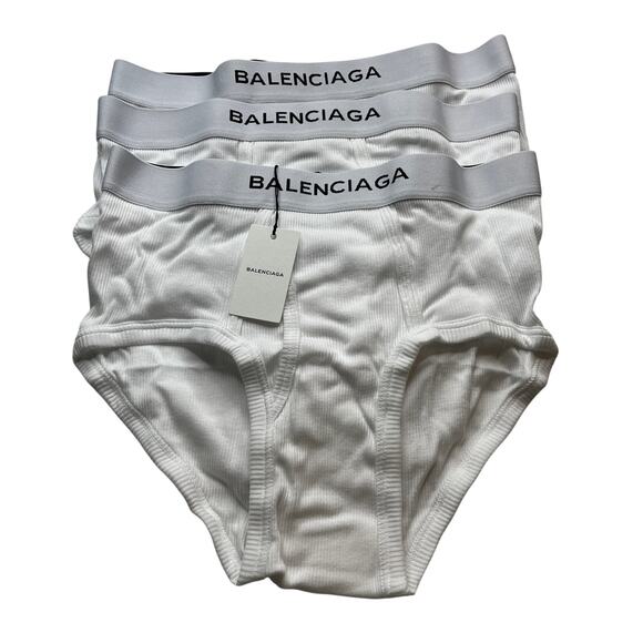 10-13 BALENCIAGA Men's Underwear Briefs 3-PACK White Medium